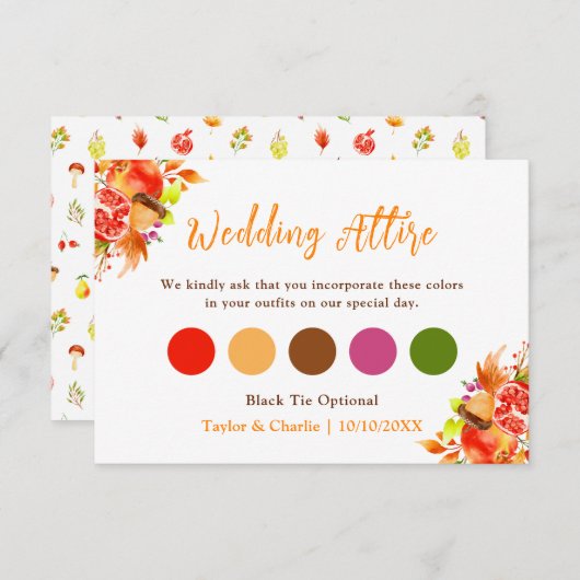 Carte D'accompagnement Automne Automne Harvest Mariage Attente Code robe (Devant / Derrière)