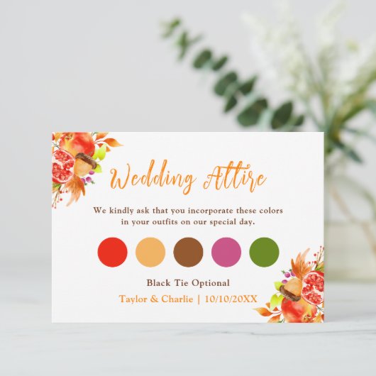 Carte D'accompagnement Automne Automne Harvest Mariage Attente Code robe (Debout devant)