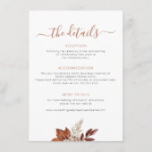 Carte D'accompagnement Automne Boho feuille détails mariages (Devant)
