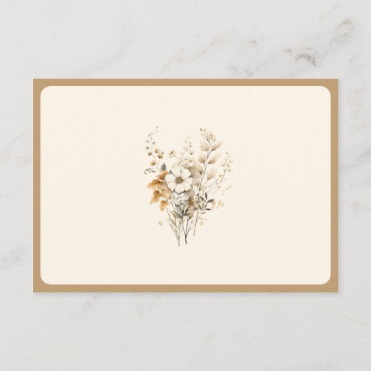 Carte D'accompagnement Automne Boho Fleur sauvage Détails du Mariage (Dos)