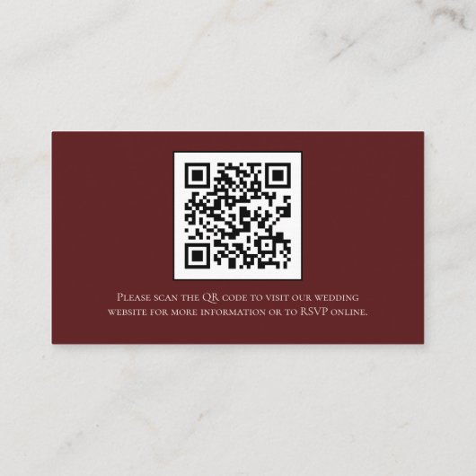 Carte D'accompagnement Automne Bourgogne Mariage QR Code Détails du site  (Dos)