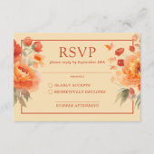 Carte D'accompagnement Automne Burnt Orange Floral Wedding RSVP (Devant)
