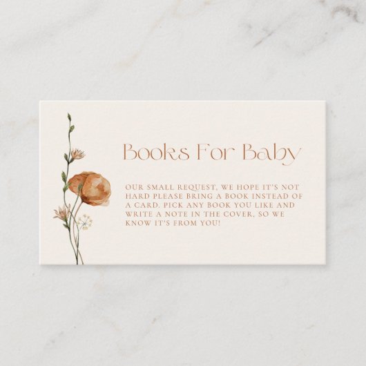 Carte D'accompagnement Automne Burnt Orange Poppy Livres Pour Bébé (Devant)