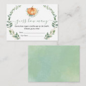 Carte D'accompagnement Automne Citrouille Baby shower de verdure Devinez (Devant / Derrière)