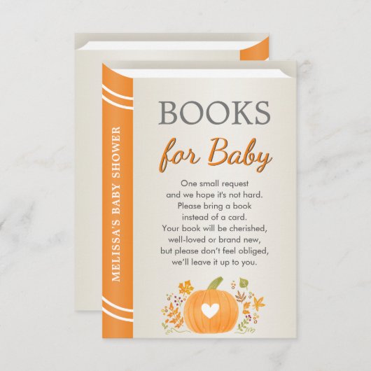 Carte D'accompagnement Automne Citrouille d'automne Orange Baby shower Pa (Devant / Derrière)