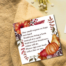 Carte D'accompagnement Automne Citrouille Floral Livres Pour Bébé