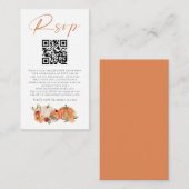 Carte D'accompagnement Automne Citrouille Florals QR Code Mariage RSVP (Devant / Derrière)
