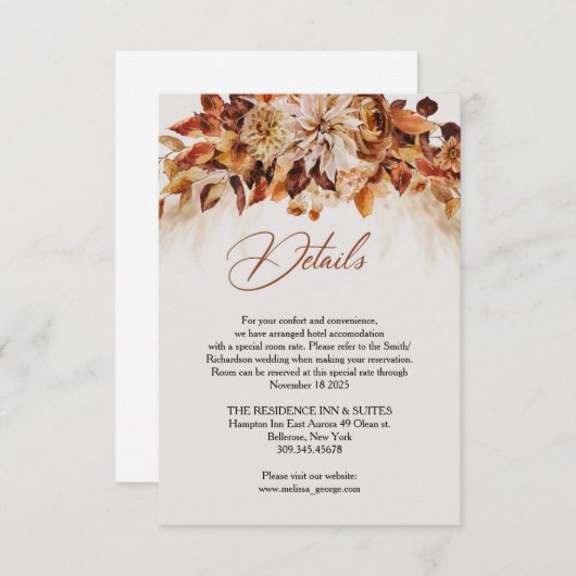 Carte D'accompagnement Automne et automne aquarelles fleurs feuilles déta (Devant / Derrière)