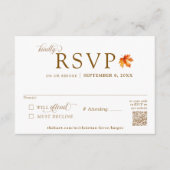 Carte D'accompagnement Automne Feuille Rustique Automne Mariage QR Code R (Devant)