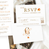 Carte D'accompagnement Automne Feuille Rustique Automne Mariage QR Code R
