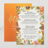 Carte D'accompagnement Automne Feuilles Mariage Citrouille Détails Inform (Devant / Derrière)