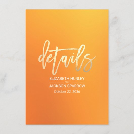 Carte D'accompagnement Automne Feuilles Mariage Citrouille Détails Inform (Dos)