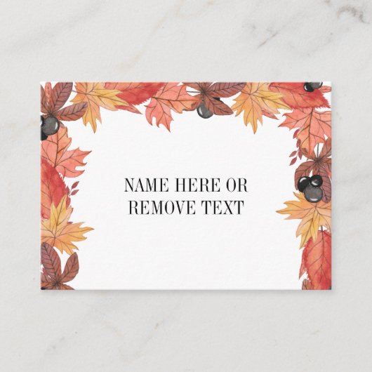 Carte D'accompagnement Automne Feuilles Thanksgiving Place Card (Devant)