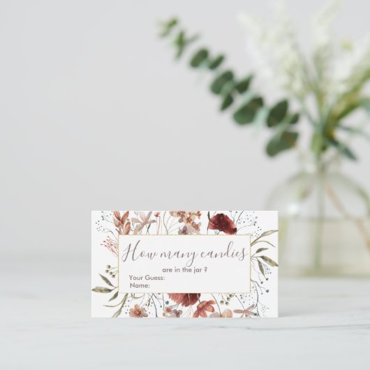 Carte D'accompagnement Automne Fleur sauvage Devinez combien de bonbons (Debout devant)