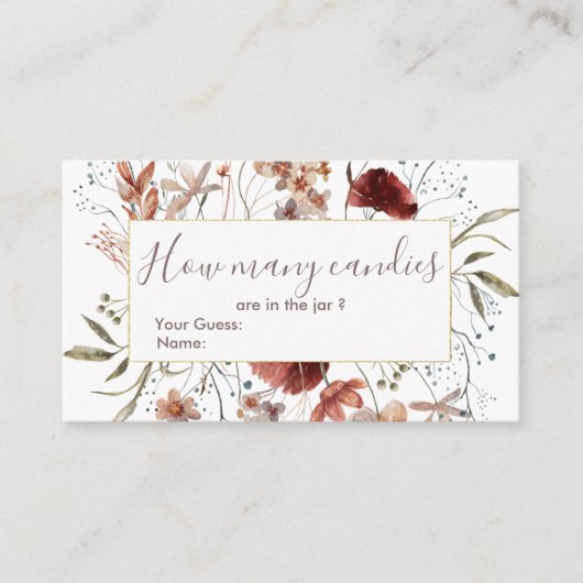 Carte D'accompagnement Automne Fleur sauvage Devinez combien de bonbons (Devant)