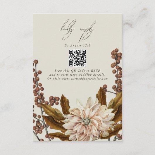 Carte D'accompagnement Automne Floral Aquarelle Mariage de automne QR Cod (Devant)
