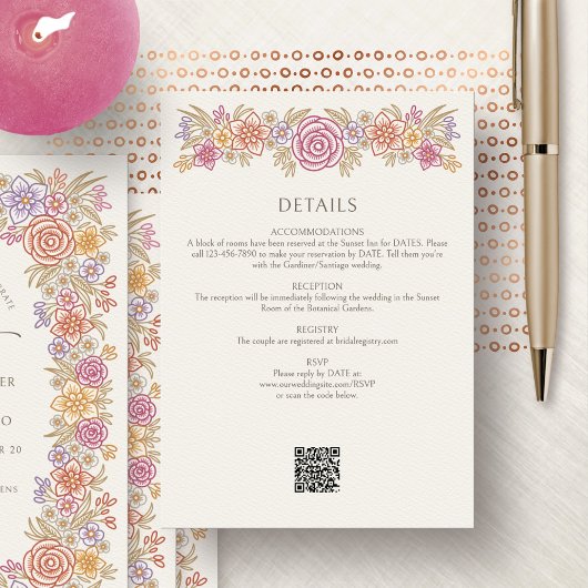 Carte D'accompagnement Automne Floral Détails Mariage