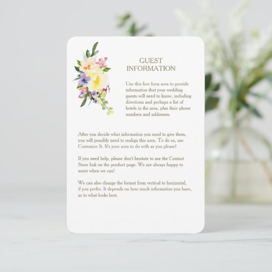 Carte D'accompagnement Automne Floral Mariage Informations d'invité Insér (Debout devant)