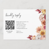 Carte D'accompagnement Automne Floral RSVP Mariage QR CODE Détails sur le (Devant)
