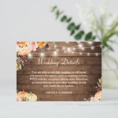 Carte D'accompagnement Automne Floral String Lights Rustic Mariage Détail (Debout devant)