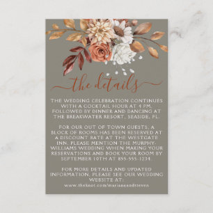 Carte D'accompagnement Automne Floral sur Mariage gris