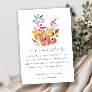 Carte D'accompagnement Automne Harvest Citrouille Watercolor Mariage Déta
