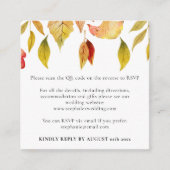 Carte D'accompagnement Automne laisse Mariage QR Code RSVP Carré (Devant)