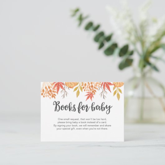 Carte D'accompagnement Automne Livre d'automne Demande Baby shower Insert (Debout devant)