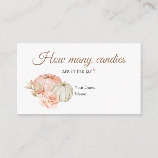 Carte D'accompagnement Automne Pêche Vert Citrouille Combien de bonbons (Devant)