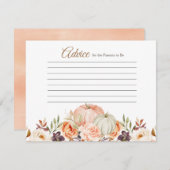 Carte D'accompagnement Automne Pêche Vert Citrouille Rustique Floral Cons (Devant / Derrière)