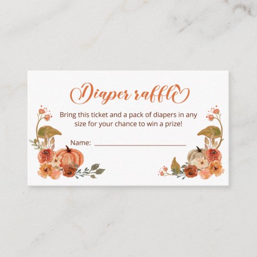 Carte D'accompagnement Automne Petit Citrouille Chauffeur Billet Raffle (Devant)