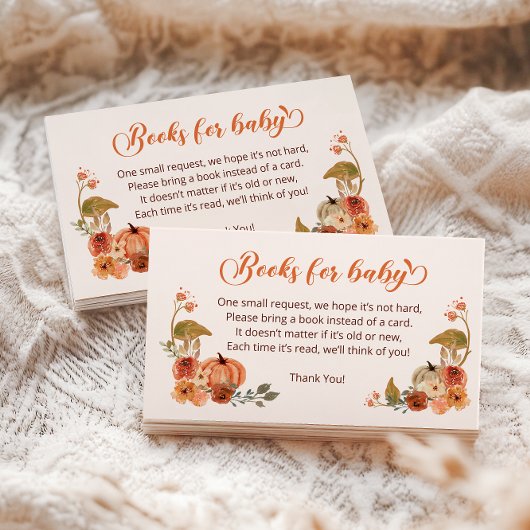 Carte D'accompagnement Automne Petits livres Citrouilles pour bébé