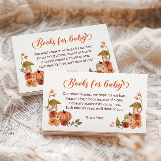 Carte D'accompagnement Automne Petits livres Citrouilles pour bébé