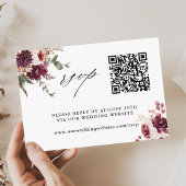 Carte D'accompagnement Automne Romance Floral Mariage QR Code RSVP