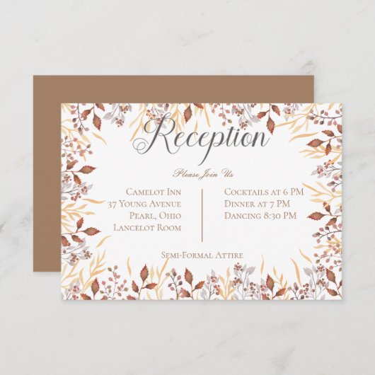 Carte D'accompagnement Automne Rouille & Brown Boho Réception moderne Mar (Devant / Derrière)