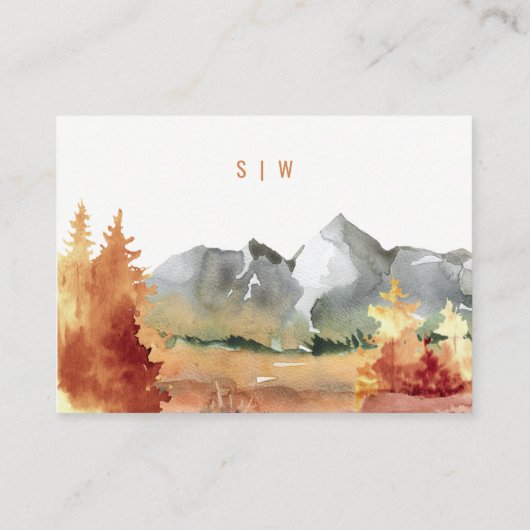 Carte D'accompagnement Automne Rouille Orange Mountain Trees Réception de (Dos)