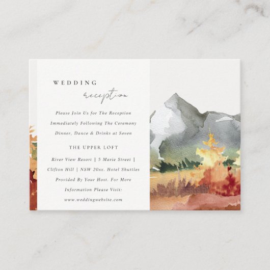 Carte D'accompagnement Automne Rouille Orange Mountain Trees Réception de (Devant)