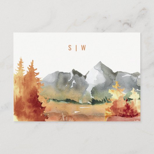 Carte D'accompagnement Automne Rust Mountain Trees Mariage QR Code RSVP (Dos)