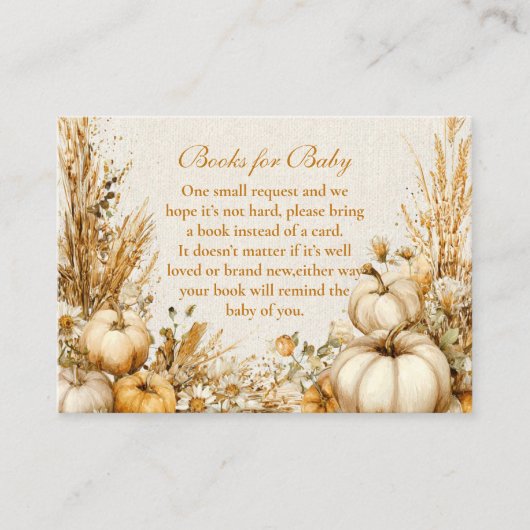 Carte D'accompagnement Automne Rustic Citrouille Livres pour bébé (Devant)