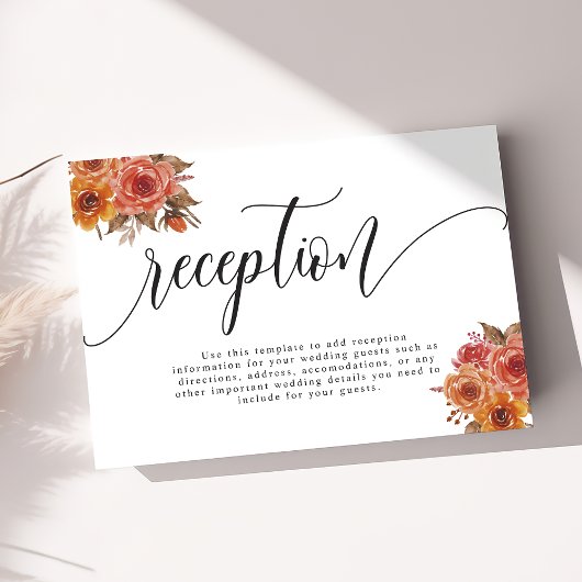 Carte D'accompagnement Automne Rustique Automne Floral Mariage Réception