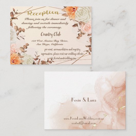 Carte D'accompagnement Automne Symphonie Mariage Réception Insertion Cart (Devant / Derrière)