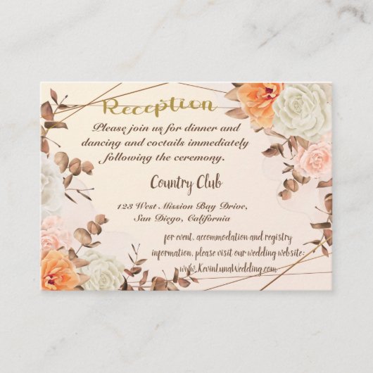 Carte D'accompagnement Automne Symphonie Mariage Réception Insertion Cart (Devant)