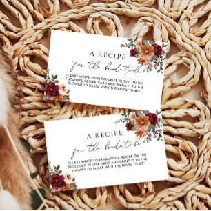 Carte D'accompagnement Automne Terracotta Bourgogne Floral Bridal Recette