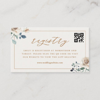 Carte D'accompagnement Autumn Floral Bridal Shower QR Code Gift Registry