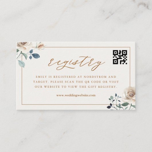 Carte D'accompagnement Autumn Floral Bridal Shower QR Code Gift Registry (Devant)