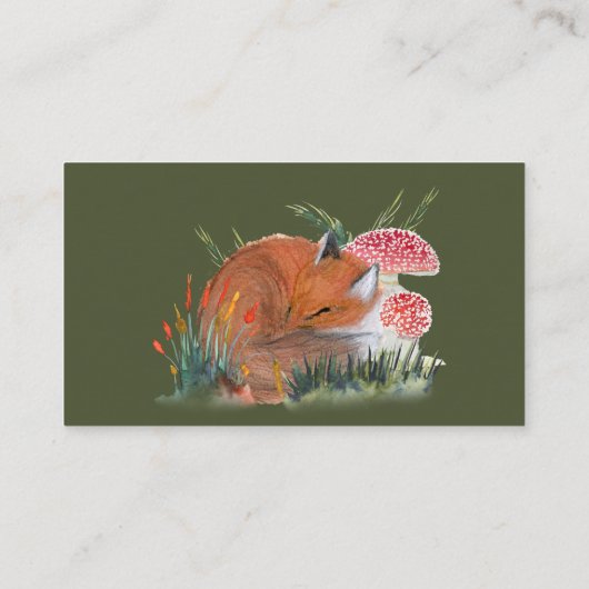 Carte D'accompagnement Autumn Sleepy Fox Diaper Raffle Tickets Enfermé (Dos)