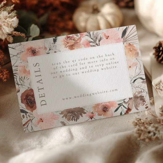 Carte D'accompagnement Autumn Watercolor Boho Floral Wedding Info