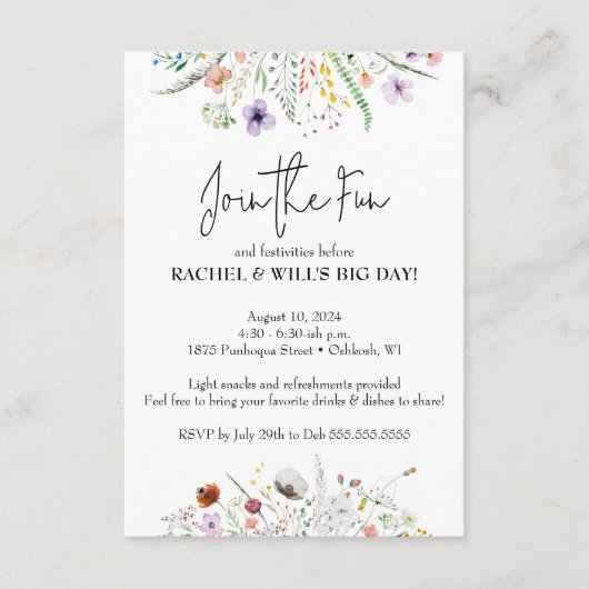 Carte D'accompagnement Avant la fête de mariage (Devant)