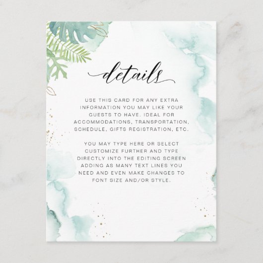 Carte d'accompagnement avec détails de verdure et  (Devant)