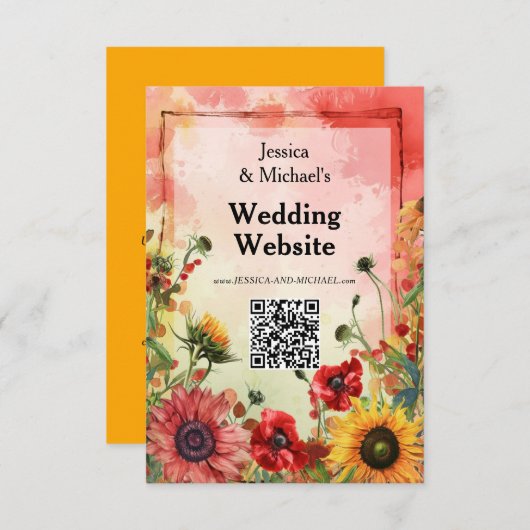 Carte D'accompagnement 🌻 avec le site Web mariage de code QR (Devant / Derrière)